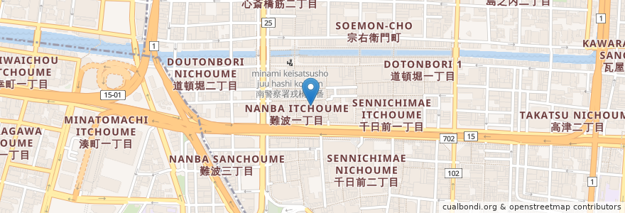 Mapa de ubicacion de フェローズ en 日本, 大阪府, 大阪市, 中央区.