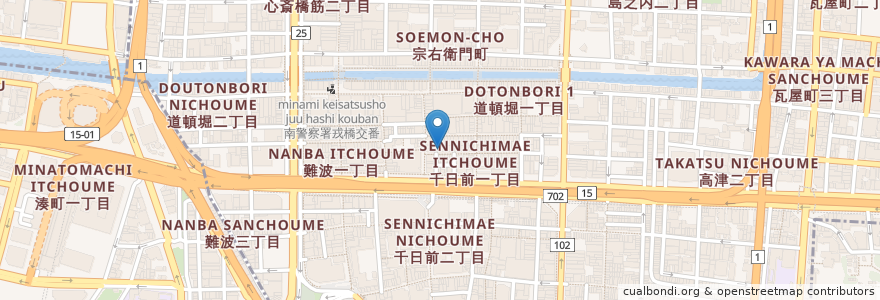 Mapa de ubicacion de パステリア バンブ en Japan, Osaka Prefecture, Osaka, Chuo.