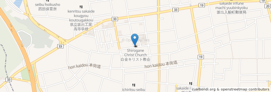 Mapa de ubicacion de 白金キリスト教会 (Shirogane Christ Church) en ژاپن, 香川県, 坂出市.