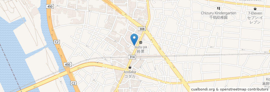 Mapa de ubicacion de 中華料理 三河屋 en Japon, Tokyo, 葛飾区.