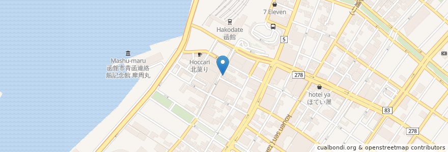 Mapa de ubicacion de 大一食堂 en Japan, Präfektur Hokkaido, 渡島総合振興局, 函館市.