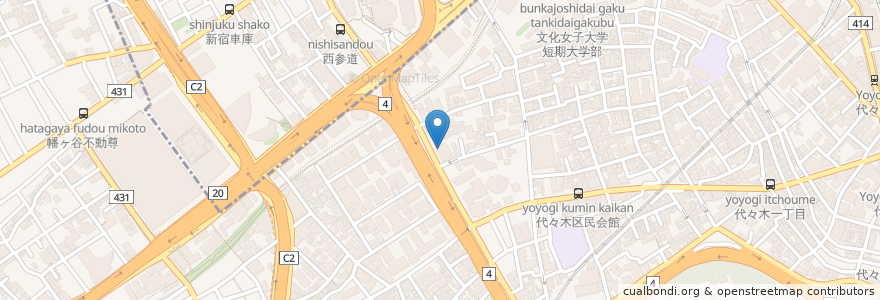 Mapa de ubicacion de Volks en 日本, 東京都, 新宿区, 渋谷区.