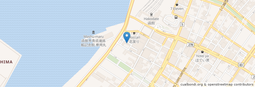 Mapa de ubicacion de きくよ食堂 支店 en Япония, Хоккайдо, Округ Осима, Хакодатэ.