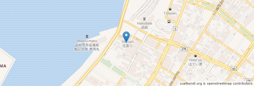 Mapa de ubicacion de きくよ食堂  味処 本店 en Jepun, 北海道, 渡島総合振興局, 函館市.