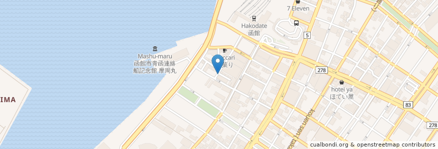 Mapa de ubicacion de 吉岡食堂 en 日本, 北海道, 渡島総合振興局, 函館市.