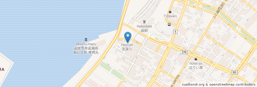 Mapa de ubicacion de 味の一番 en Japón, Prefectura De Hokkaidō, 渡島総合振興局, 函館市.