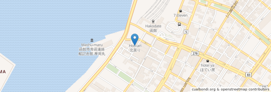 Mapa de ubicacion de 道産んこ食堂 en Япония, Хоккайдо, Округ Осима, Хакодатэ.