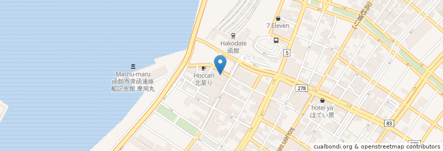 Mapa de ubicacion de 一花亭 たびじ en Japón, Prefectura De Hokkaidō, 渡島総合振興局, 函館市.