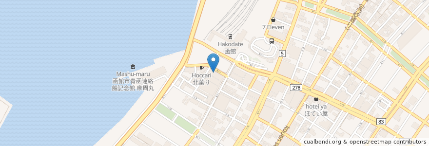 Mapa de ubicacion de 恵比寿屋食堂 en Japon, Préfecture De Hokkaidō, 渡島総合振興局, 函館市.