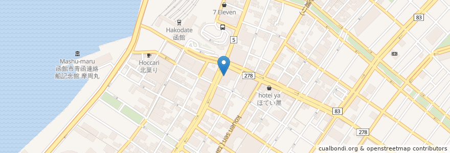 Mapa de ubicacion de みずほ銀行 函館支店 en 日本, 北海道, 渡島総合振興局, 函館市.
