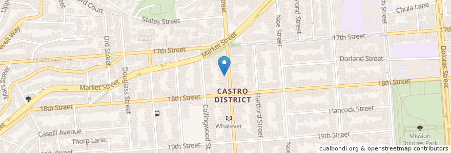 Mapa de ubicacion de Cafe Mystique en United States, California, San Francisco City And County, San Francisco.