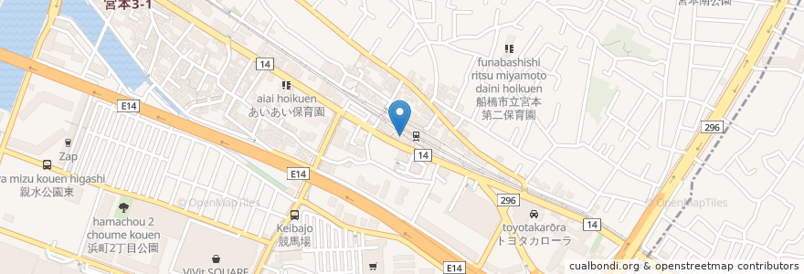 Mapa de ubicacion de ゆうちょ銀行 en Japonya, 千葉県, 船橋市.