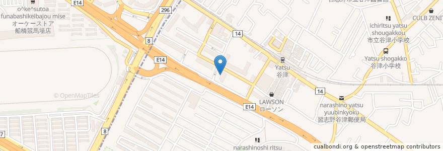 Mapa de ubicacion de 谷津公民館 en 日本, 千葉県, 船橋市.