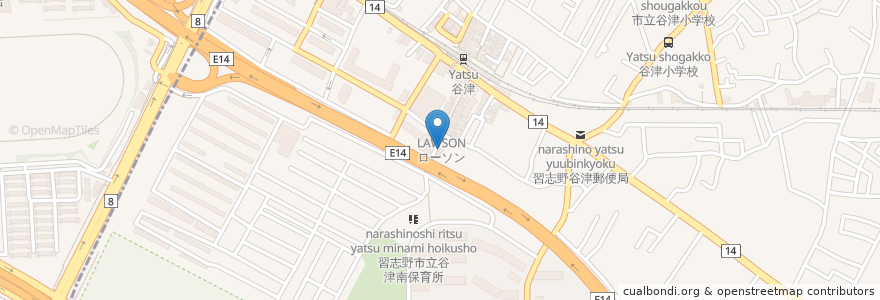 Mapa de ubicacion de 北京亭 en Japão, 千葉県, 習志野市.