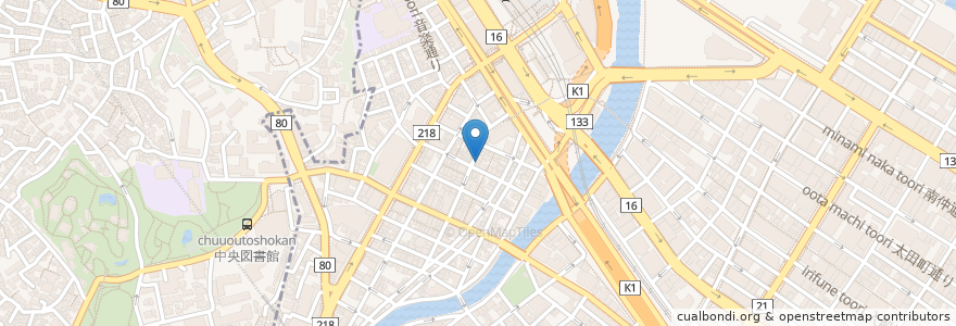 Mapa de ubicacion de 養老乃瀧 en Japón, Prefectura De Kanagawa, Yokohama, Barrio Naka.