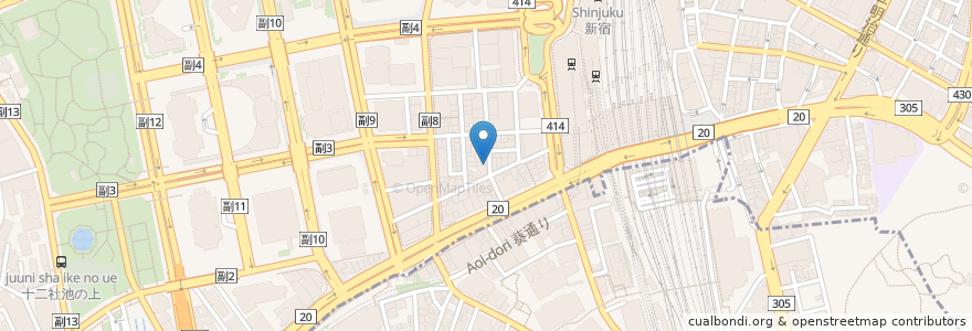 Mapa de ubicacion de 炉端かば en 日本, 東京都, 新宿区.