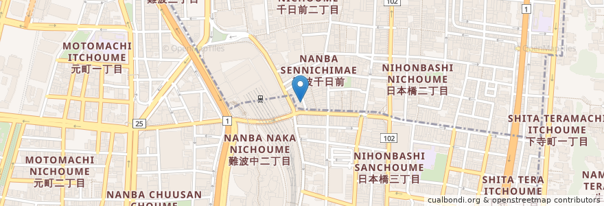 Mapa de ubicacion de Kaientai Okinawa Chimudon en Japan, Osaka Prefecture, Osaka, Naniwa Ward.