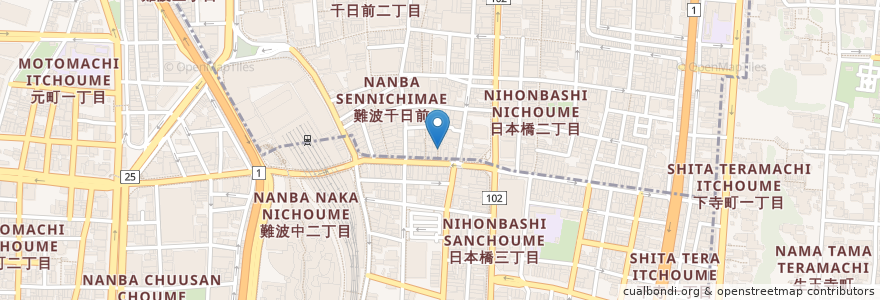 Mapa de ubicacion de けむり屋 en 일본, 오사카부, 오사카, 나니와구.