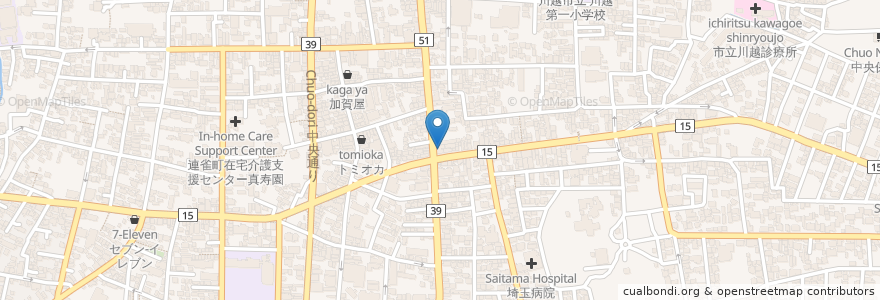 Mapa de ubicacion de うなぎ割烹 いちのや en Japón, Prefectura De Saitama, 川越市.