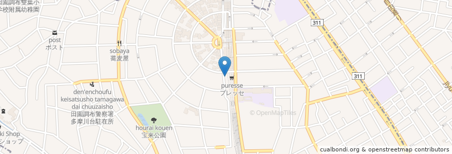 Mapa de ubicacion de 田園調布駅南自転車駐車場 en Japon, Tokyo.