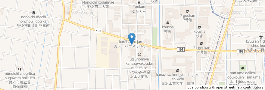 Mapa de ubicacion de cafe? IKAGAWA DO (五十川堂) en ژاپن, 石川県, 野々市市.