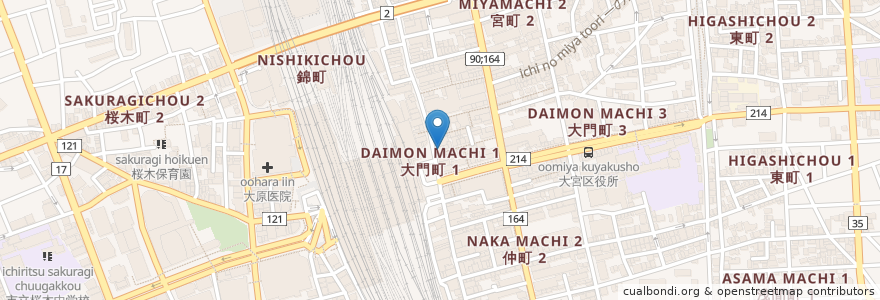 Mapa de ubicacion de 吉野家 en 日本, 埼玉县, 埼玉市, 大宮区.