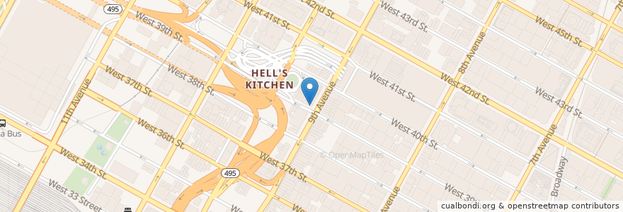 Mapa de ubicacion de Hell's Kitchen en United States, New York, New York, New York County, Manhattan, Manhattan Community Board 4.