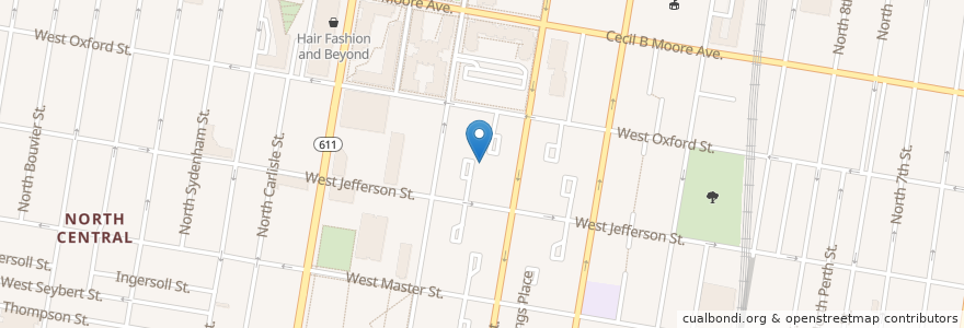 Mapa de ubicacion de Chabad at Temple University en Estados Unidos Da América, Pensilvânia, Philadelphia County, Philadelphia.
