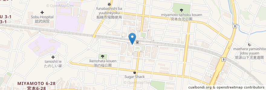 Mapa de ubicacion de 千葉銀行 en Japan, Präfektur Chiba, 船橋市.
