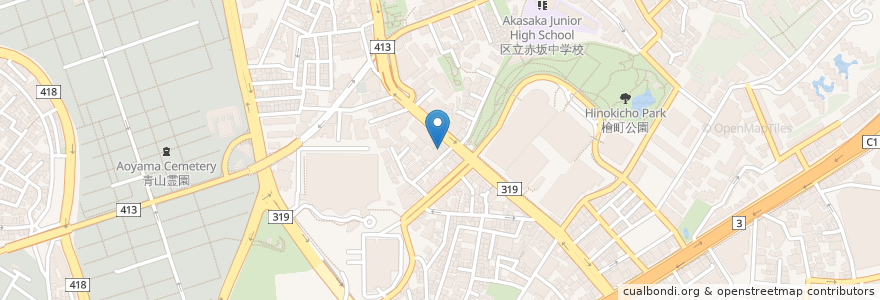 Mapa de ubicacion de 可可屋 en Japon, Tokyo, 港区.