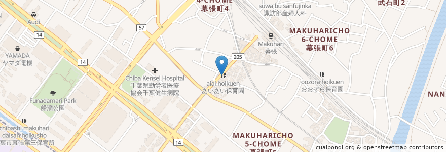 Mapa de ubicacion de あいあい保育園 en Jepun, 千葉県, 千葉市, 花見川区.