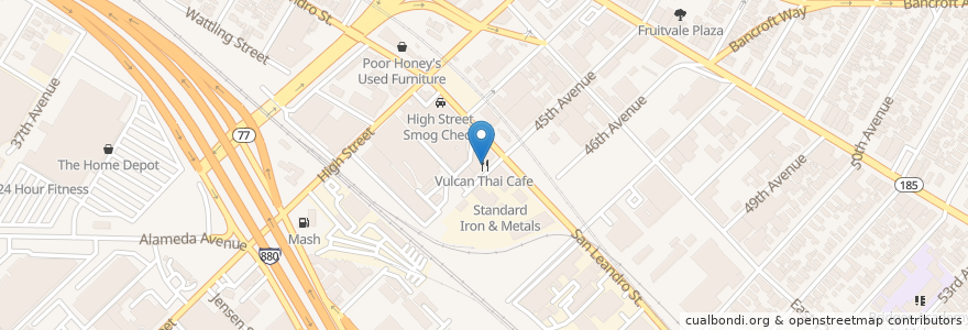 Mapa de ubicacion de Vulcan Thai Cafe en Estados Unidos Da América, Califórnia, Condado De Alameda, Oakland.