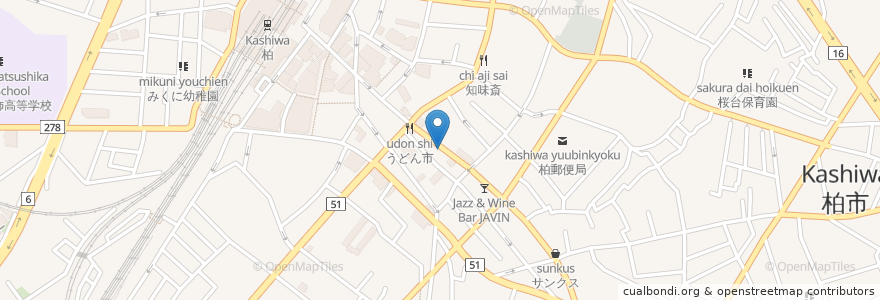 Mapa de ubicacion de 福みみ en 日本, 千葉県, 柏市.