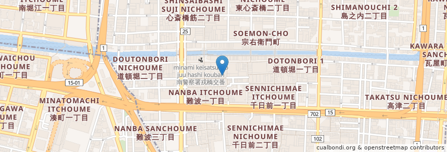 Mapa de ubicacion de たこ八 en 日本, 大阪府, 大阪市, 中央区.