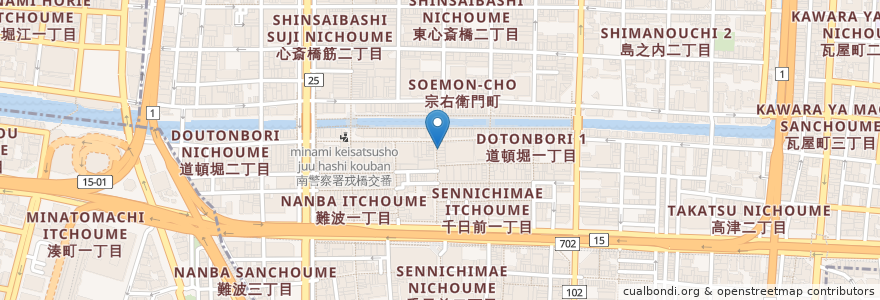 Mapa de ubicacion de 金久右衛門 en 日本, 大阪府, 大阪市, 中央区.