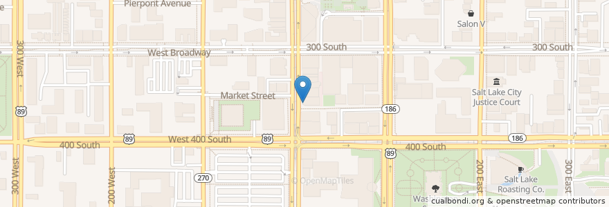 Mapa de ubicacion de Maxwell's East Coast Eatery en الولايات المتّحدة الأمريكيّة, يوتا, Salt Lake County, Salt Lake City.