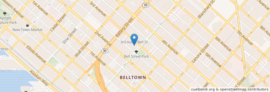 Mapa de ubicacion de Biscuit Bitch - Belltown en Estados Unidos De América, Washington, King County, Seattle.