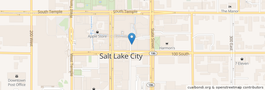 Mapa de ubicacion de The Cheesecake Factory en États-Unis D'Amérique, Utah, Salt Lake County, Salt Lake City.