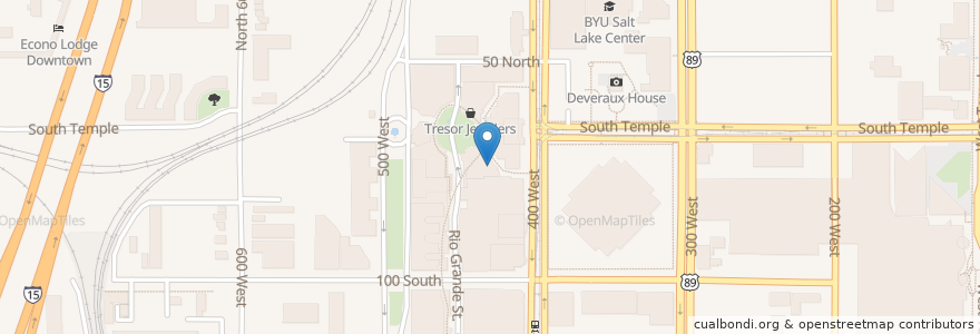 Mapa de ubicacion de Flemming's Prime Steakhouse en Stati Uniti D'America, Utah, Salt Lake County, Salt Lake City.