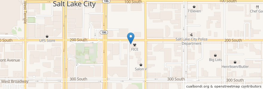 Mapa de ubicacion de Este Pizza en Amerika Syarikat, Utah, Salt Lake County, Salt Lake City.