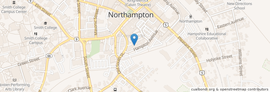 Mapa de ubicacion de Northampton Brewery en Amerika Syarikat, Massachusetts, Hampshire County, Northampton.