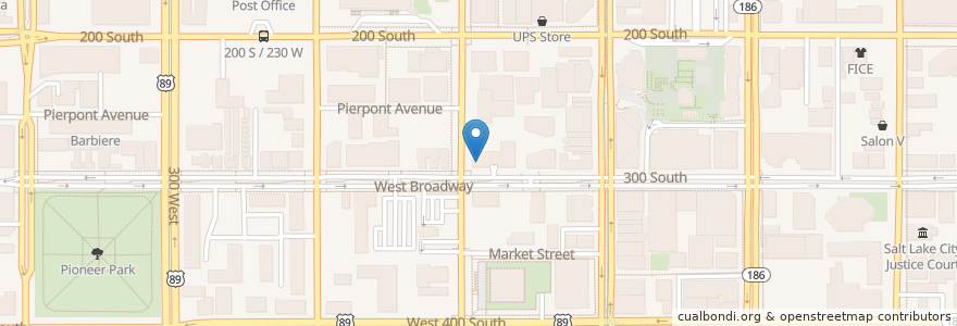 Mapa de ubicacion de Ruth's Chris Steak House en Соединённые Штаты Америки, Юта, Salt Lake County, Salt Lake City.