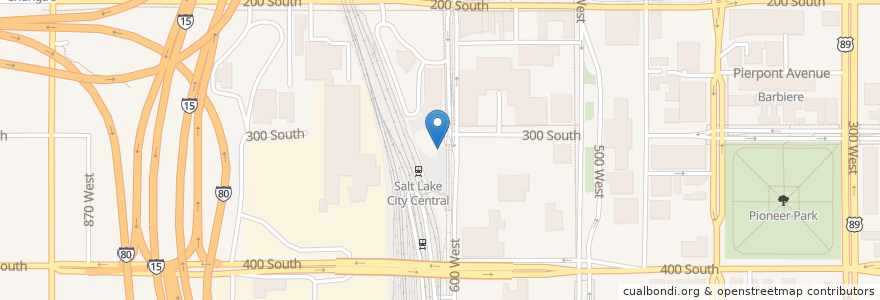Mapa de ubicacion de Intermodal Hub en 미국, 유타 주, Salt Lake County, Salt Lake City.