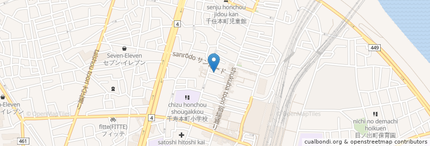 Mapa de ubicacion de せんじゅ歯科 en Japonya, 東京都, 足立区.