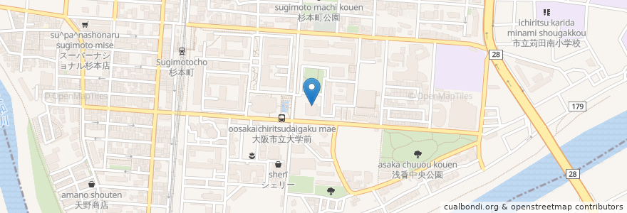 Mapa de ubicacion de 生協北食堂 en Japão, 大阪府, 住吉区.