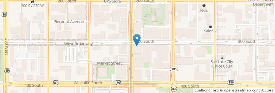 Mapa de ubicacion de Judge Cafe and Grill en États-Unis D'Amérique, Utah, Salt Lake County, Salt Lake City.