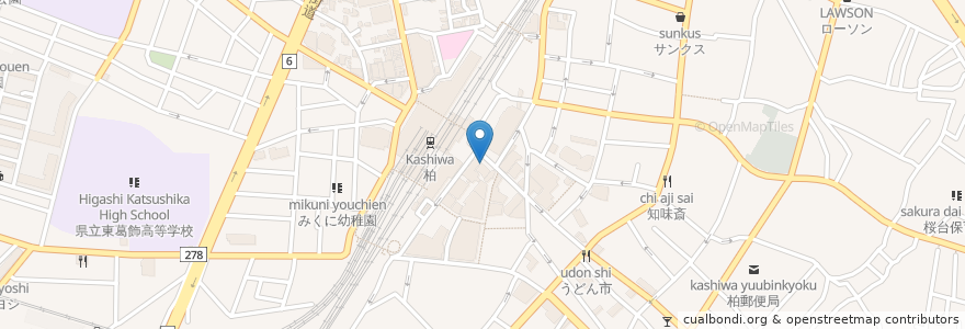 Mapa de ubicacion de 千葉興業銀行 en Japonya, 千葉県, 柏市.