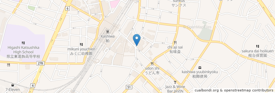 Mapa de ubicacion de FamilyMart+薬ヒグチ en 일본, 지바현, 柏市.