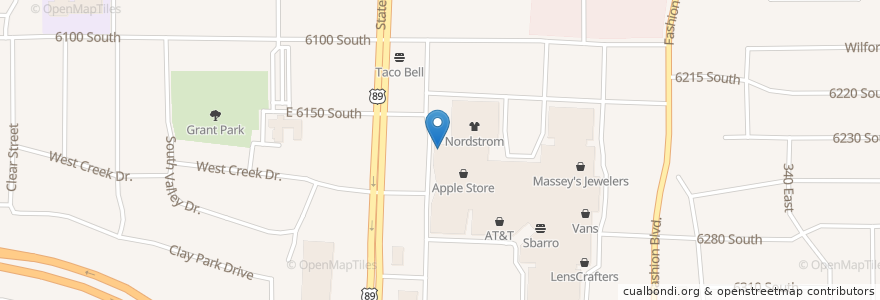 Mapa de ubicacion de Brio Tuscan Grill en アメリカ合衆国, ユタ州, Salt Lake County, Murray.