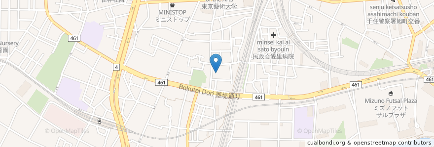 Mapa de ubicacion de 氷川神社 en Jepun, 東京都, 足立区.